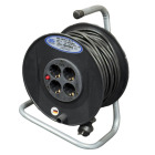 RESTPOSTEN | Kabeltrommel AS_Schwabe Typ 10129 mit Schutzkontak-Steckdosen, IP44, H07RN-F 3 G 1,5 wmm, 4 Steckdosen, 230 V, schwarz, 40 Meter