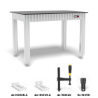 Werkbank Siegmund 16er-System inkl. Zubehör, plasmanitriert, Aluminium-Gestell, höhenverstellbar, 1.200 x 800 mm