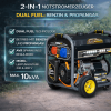 2-in-1-Strom-Generator Typ K 10000 | DUAL FUEL: Benzin & Propangas | max. 10 kVA, 230/400 V | Fahrbar, standhaft, leistungsstark inkl. Zubehör
