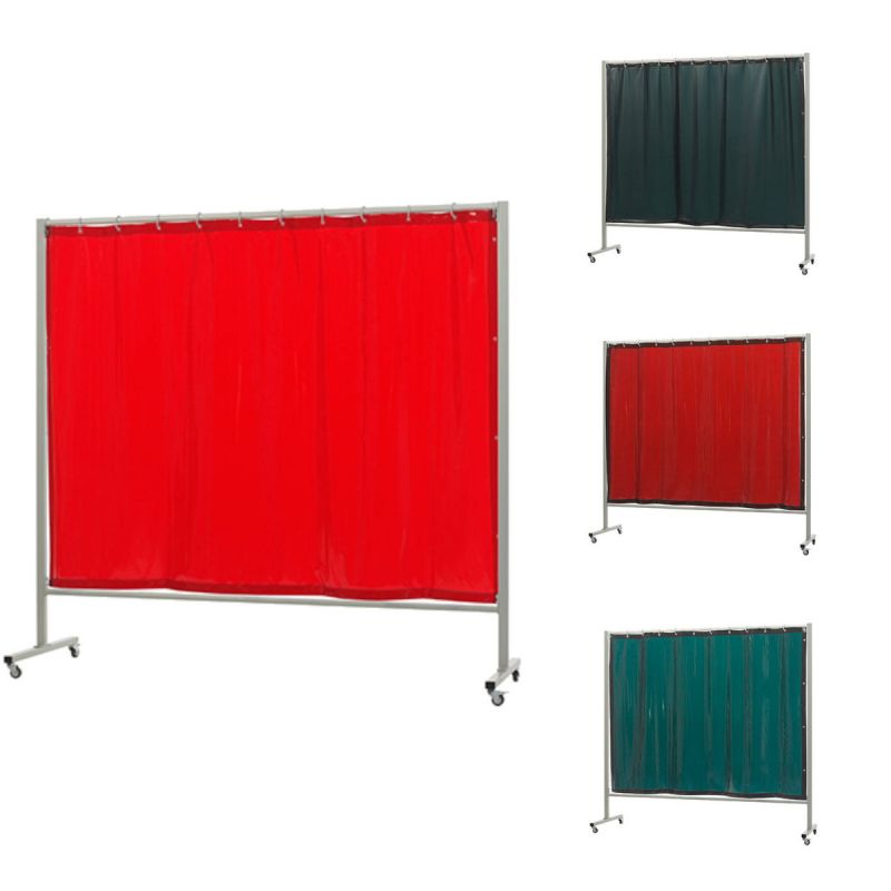 Godirect24 Mobile Schweißschutz-Stellwand 3-teilig, B370 X H210 Cm - Mit Lamellen Rot, Nach EN ISO 25980