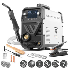 STAHLWERK MIG 200 ST Digital | IGBT-Schutzgas-Schweißgerät | MIG/MAG | MMA/E-Hand | 200 A | 230 V | Digital-Display | IGBT-Inverter