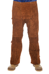 Weldas LAVA BROWN STEERSOtuff Schweißerhose | Rindspaltleder, offener Rücken | 102 cm Beinlänge | Für MIG/MAG & Elektrode | Hochwertiger Hitzeschutz