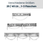 Gasflaschen Halterung / Wandhalterung für 20 oder 40 Liter-Flaschen, 1 bis 3 Stück, max. Ø 205 mm, mit Kette und Montagelochung, verzinkt
