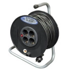 RESTPOSTEN | Kabeltrommel AS_Schwabe Typ 10129 mit Schutzkontak-Steckdosen, IP44, H07RN-F 3 G 1,5 wmm, 4 Steckdosen, 230 V, schwarz, 40 Meter