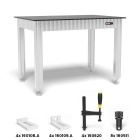 Werkbank Siegmund 16er-System inkl. Zubehör, plasmanitriert, Aluminium-Gestell, höhenverstellbar, 1.200 x 800 mm