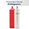 Pfand / Nachfüllung für 33 Kg | Propanflasche | Propangas | Grau / Rot