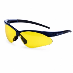 Schutzbrille Böhler Amber | gelbe Gläser für schwaches Licht | EN 166F Augenschutz | Blaues Brillengestell / Bügel