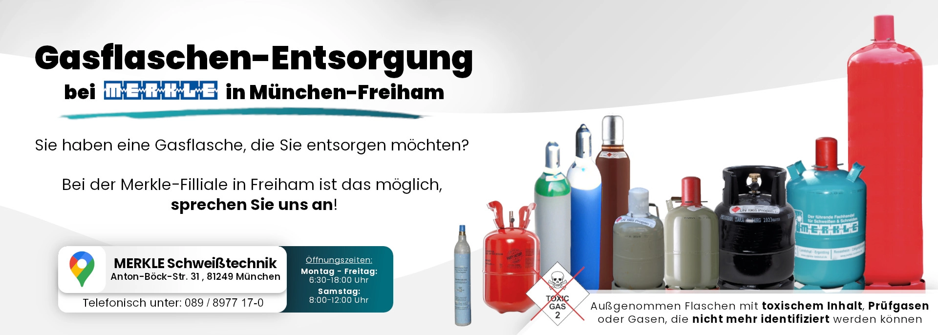 Werbebanner zur Gasflaschen-Entsorgung in München - Desktop Version